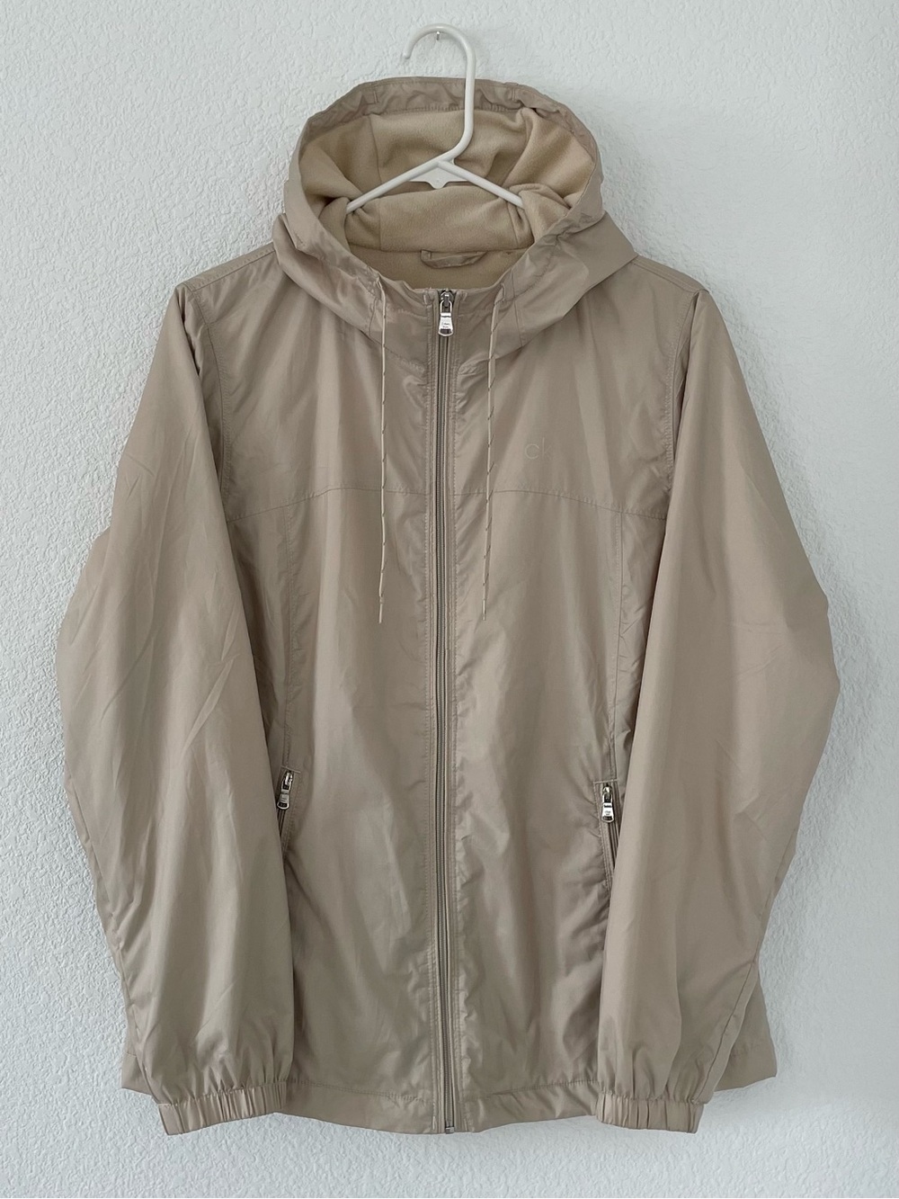 Calvin Klein Beige Hooded Bomber Jacket